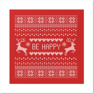 Be Happy Ugly Christmas Sweater Posters and Art